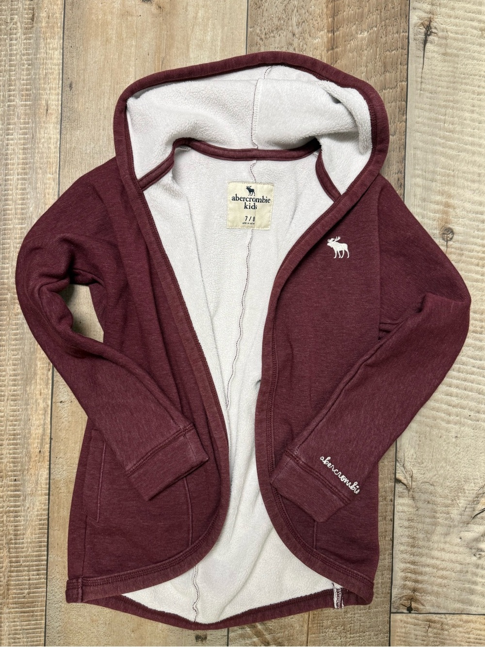 abercrombie kids Burgundy Hooded Zip Cardigan